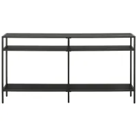 Paulino 55" Rectangular Accent Table with Metal Shelves in Blackened Bronze by Hudson & Canal