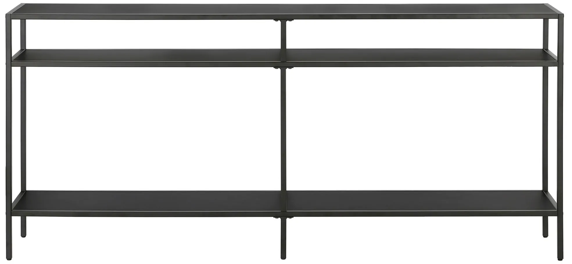 Paulino 64" Rectangular Accent Table with Metal Shelves in Blackened Bronze by Hudson & Canal