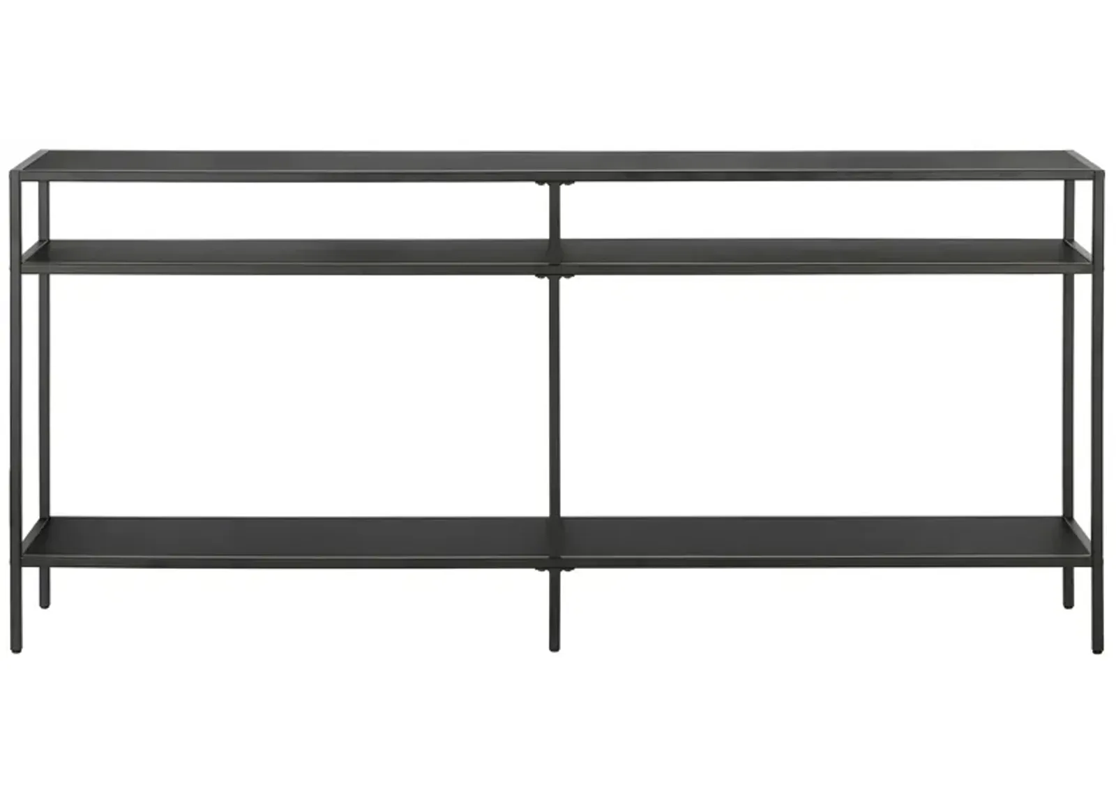 Paulino 64" Rectangular Accent Table with Metal Shelves in Blackened Bronze by Hudson & Canal