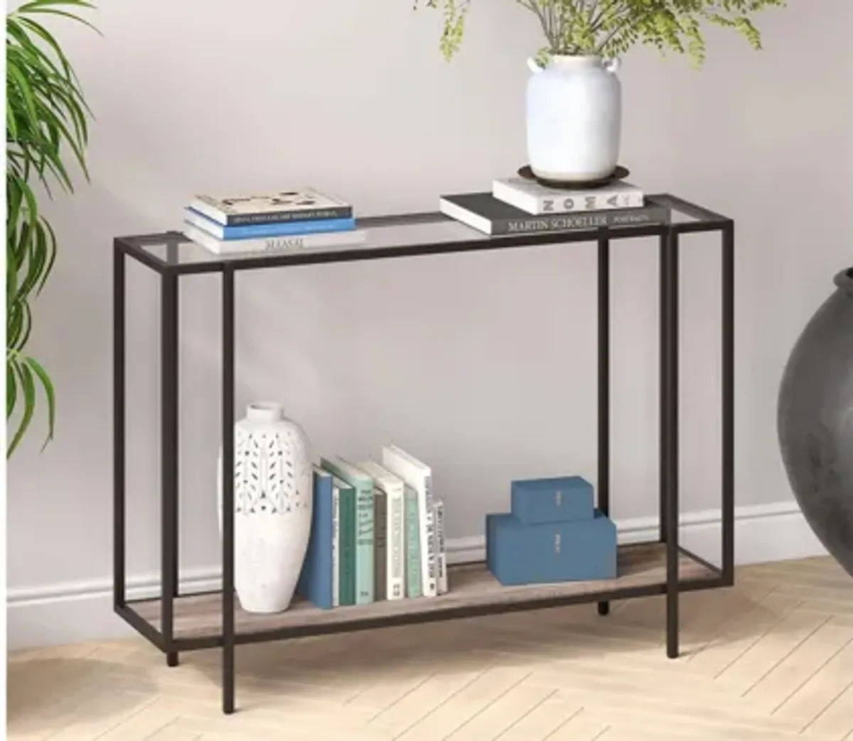 Karina Rectangular Sofa Table with Shelf