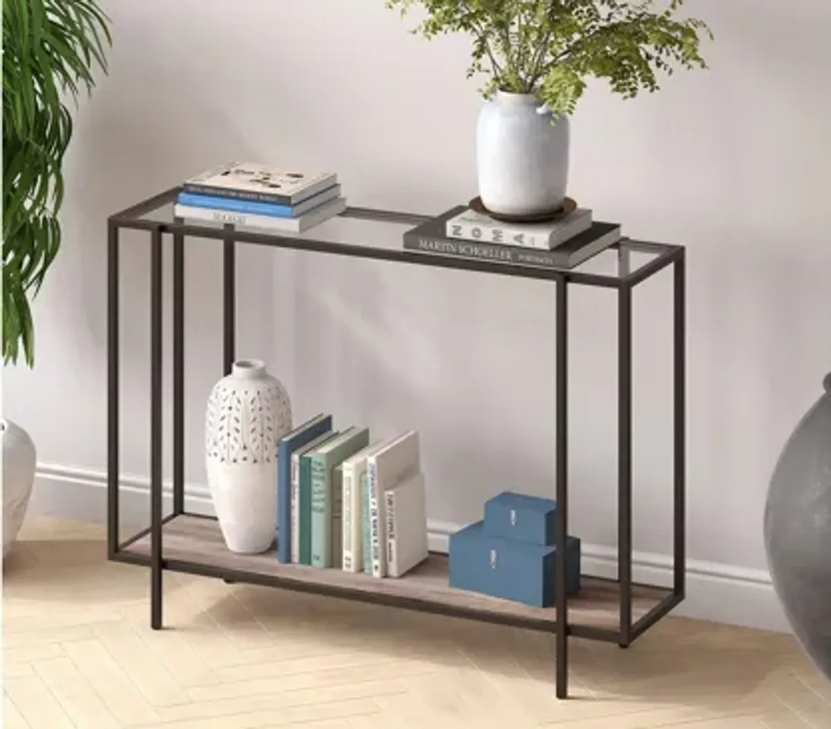 Karina Rectangular Sofa Table with Shelf