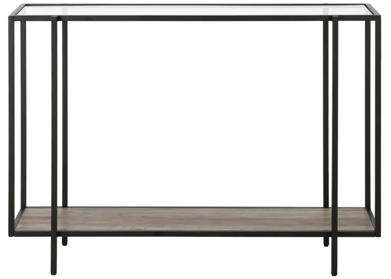 Karina Rectangular Sofa Table with Shelf in Blackened Bronze/Gray Oak by Hudson & Canal