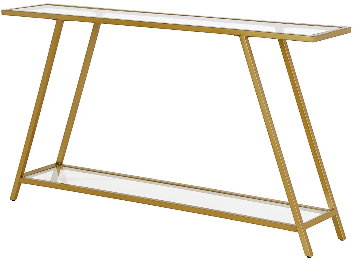 Lunel Rectangular Sofa Table in Brass by Hudson & Canal