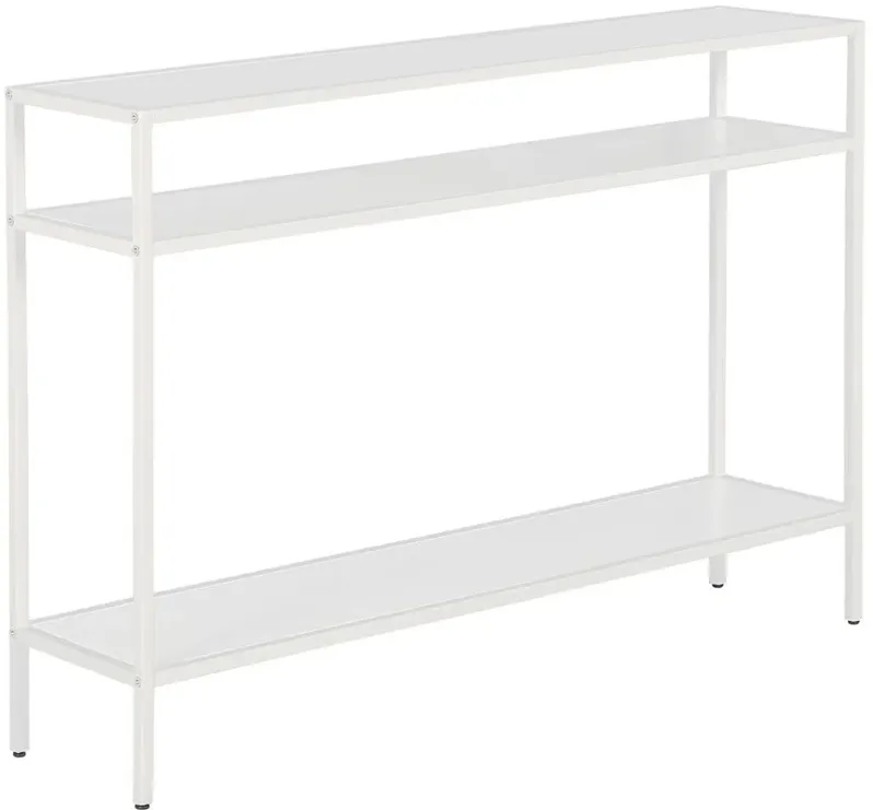 Oweno Rectangular Sofa Table with Metal Shelves in Matte White by Hudson & Canal