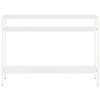 Oweno Rectangular Sofa Table with Metal Shelves in Matte White by Hudson & Canal