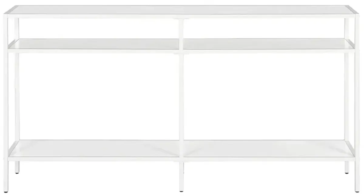 Paulino 55" Rectangular Accent Table with Metal Shelves in Matte White by Hudson & Canal