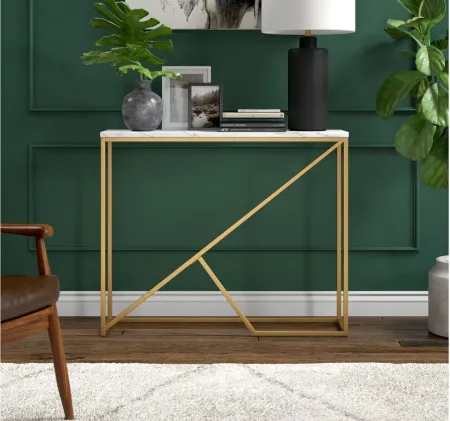Stella Console Table in Brass/Faux Marble by Hudson & Canal