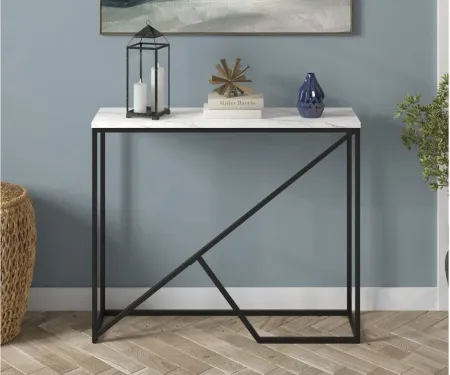 Stella Console Table in Blackened Bronze/Faux Marble by Hudson & Canal