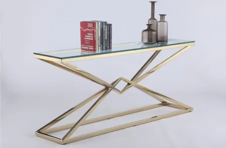 Rodman Sofa Table in Gold by Chintaly Imports