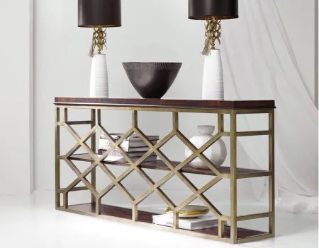 Melange Giles Console Table in Brown/Gold by Hooker Furniture