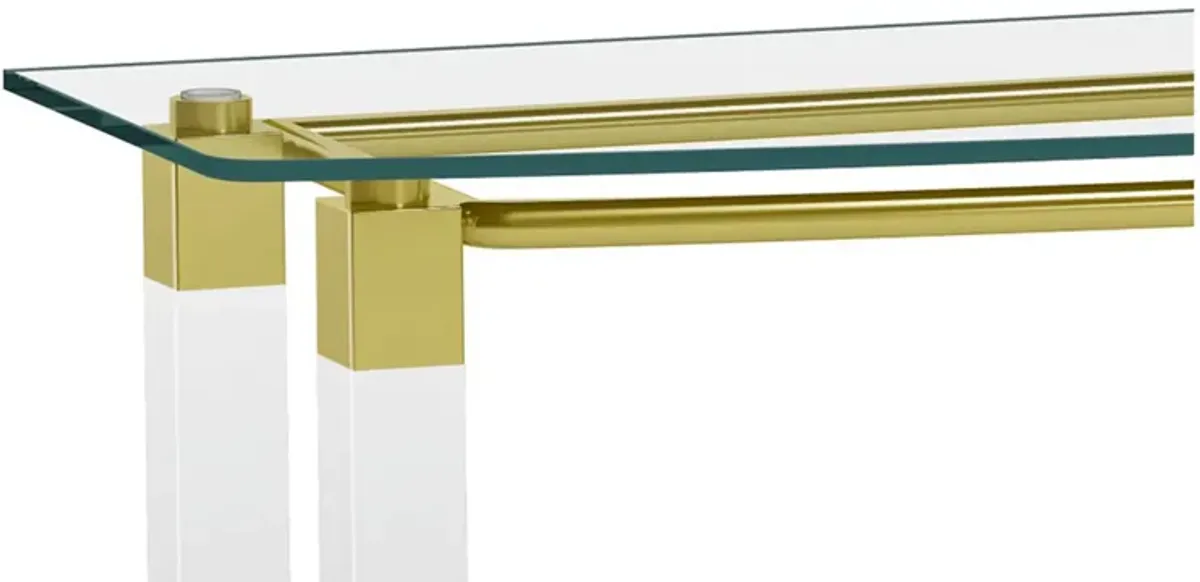 Greta Sofa Table in Gold by Chintaly Imports