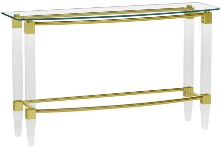 Greta Sofa Table in Gold by Chintaly Imports