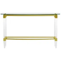 Greta Sofa Table in Gold by Chintaly Imports