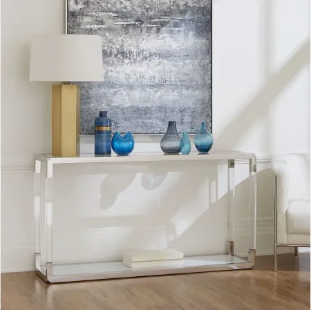 Jasper Console Table in Acrylic/White Glass by Bellanest