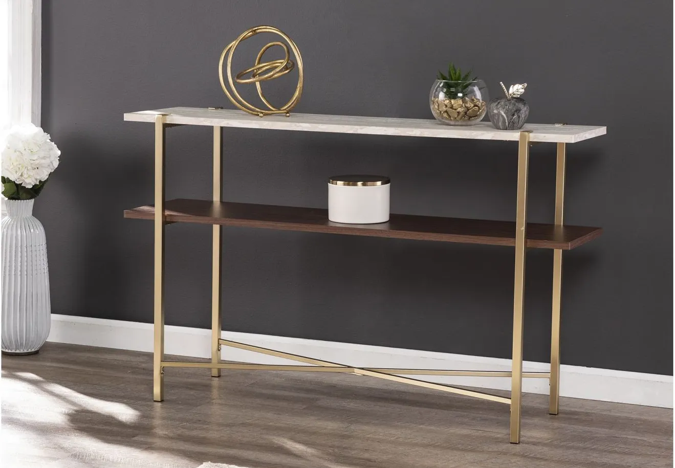 Hornsby Console in Brass by SEI Furniture