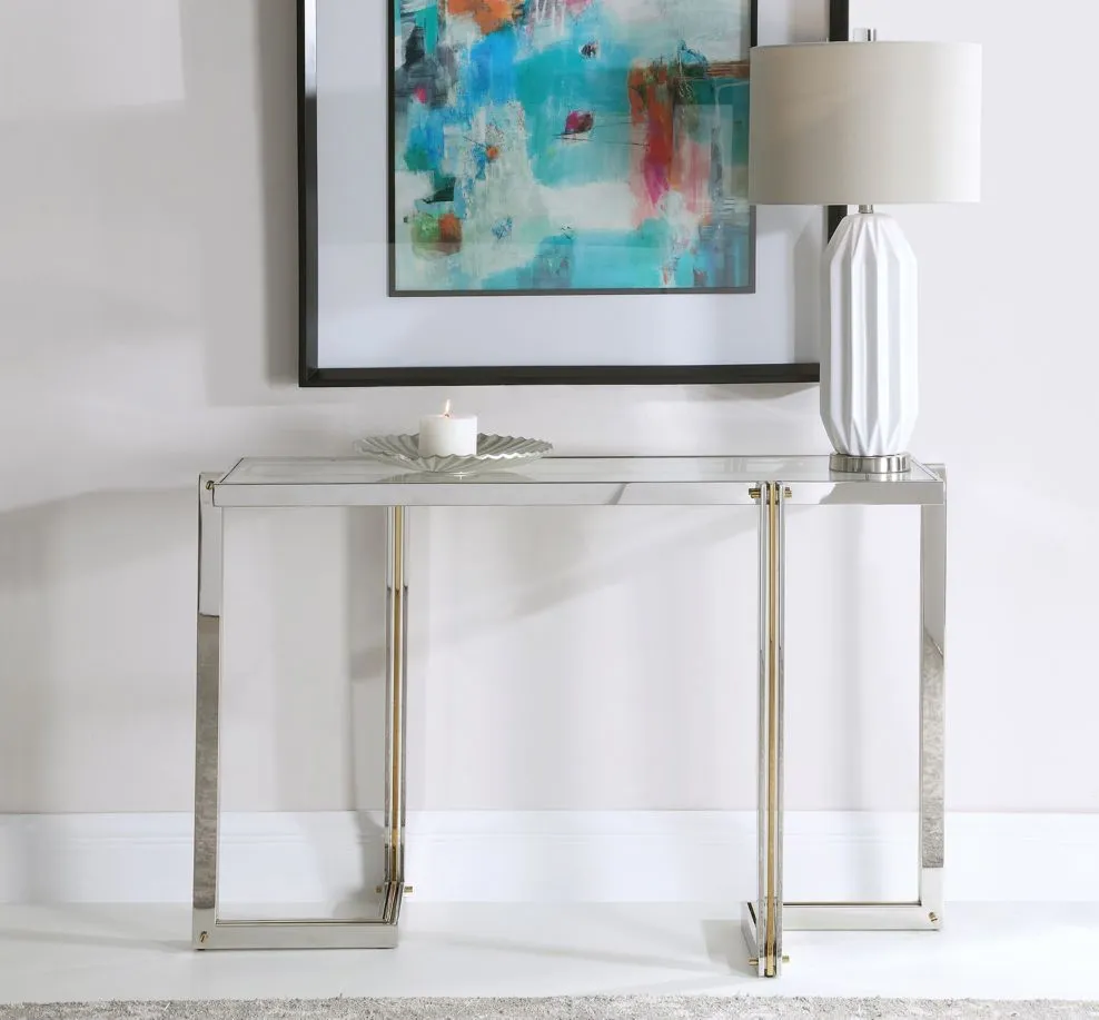 Locke Console Table in Polished nickel / polished gold by Uttermost