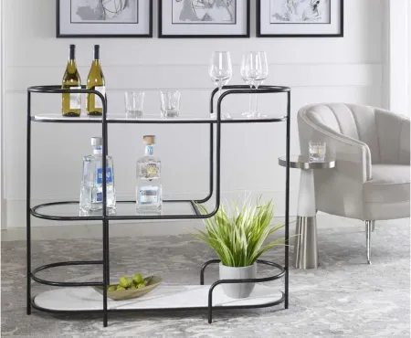 Trolley Bar Console in black by Uttermost