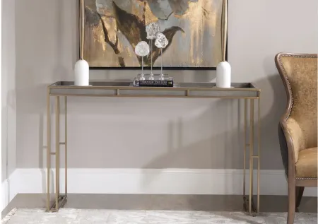 Cardew Console Table in Charcoal gray/brushed brass by Uttermost