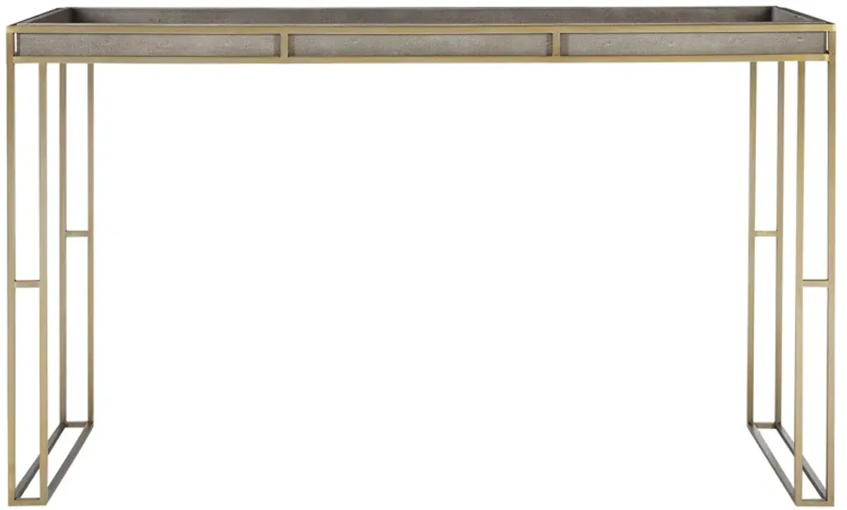 Cardew Console Table in Charcoal gray/brushed brass by Uttermost