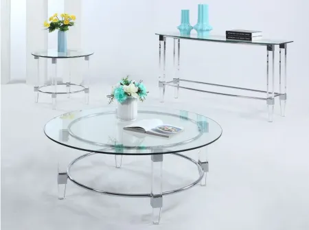 Miller Sofa Table in Clear by Chintaly Imports