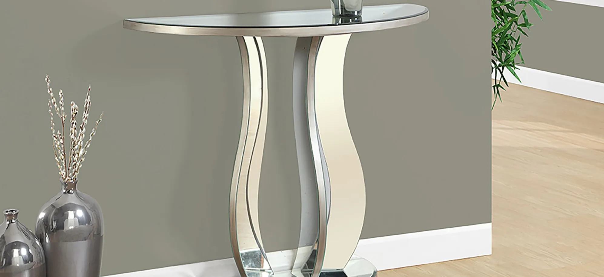 Lynette Console Table in Brushed Pewter by Monarch Specialties