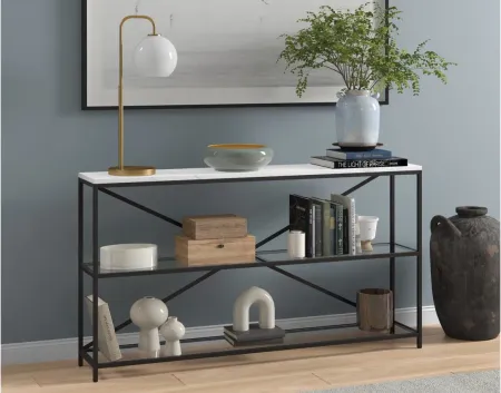 Fionn Console Table in Blackened Bronze/Faux Marble by Hudson & Canal