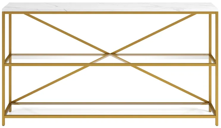 Fionn Console Table in Gold/Faux Marble by Hudson & Canal