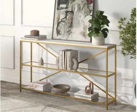 Fionn Console Table in Gold/Faux Marble by Hudson & Canal