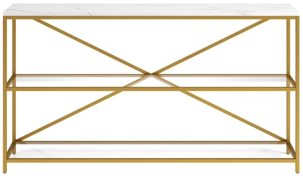 Fionn Console Table in Gold/Faux Marble by Hudson & Canal