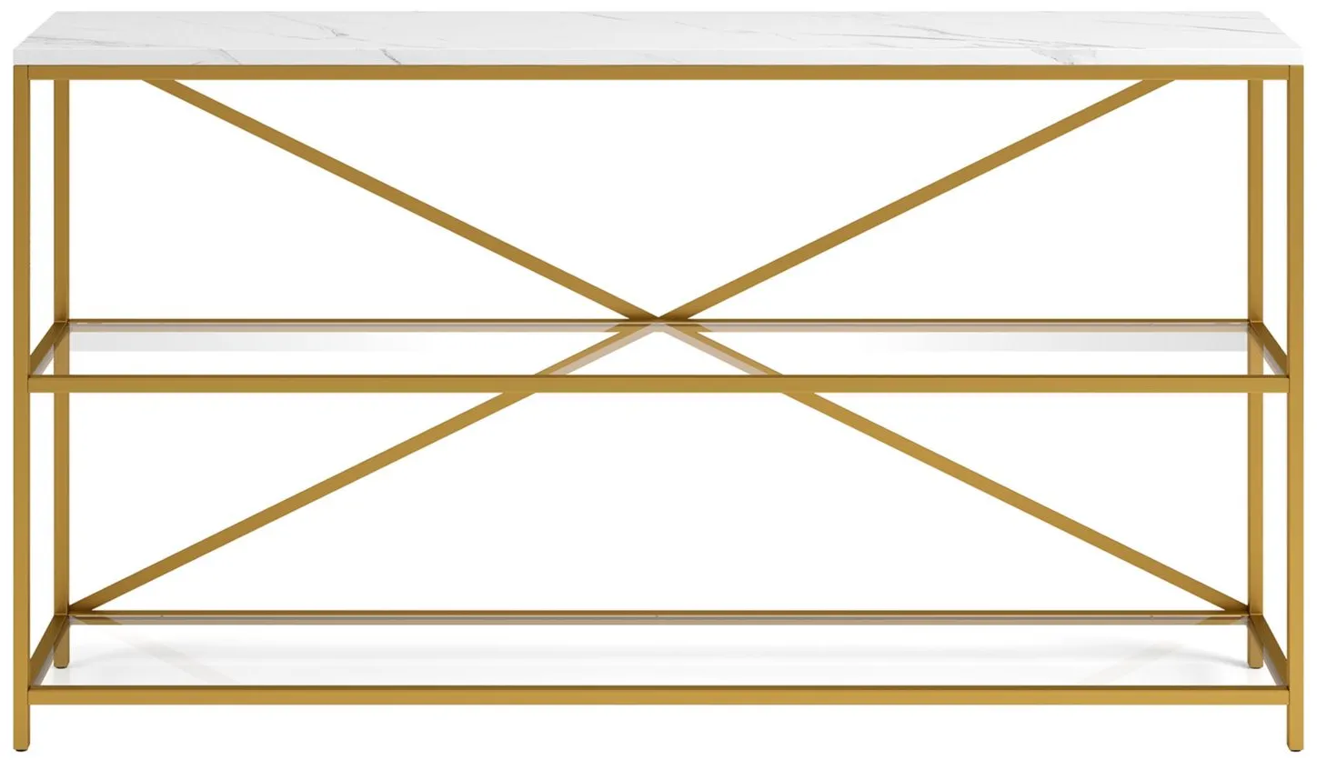 Fionn Console Table in Gold/Faux Marble by Hudson & Canal