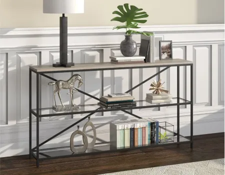 Fionn Console Table in Blackened Bronze/Antiqued Gray Oak by Hudson & Canal