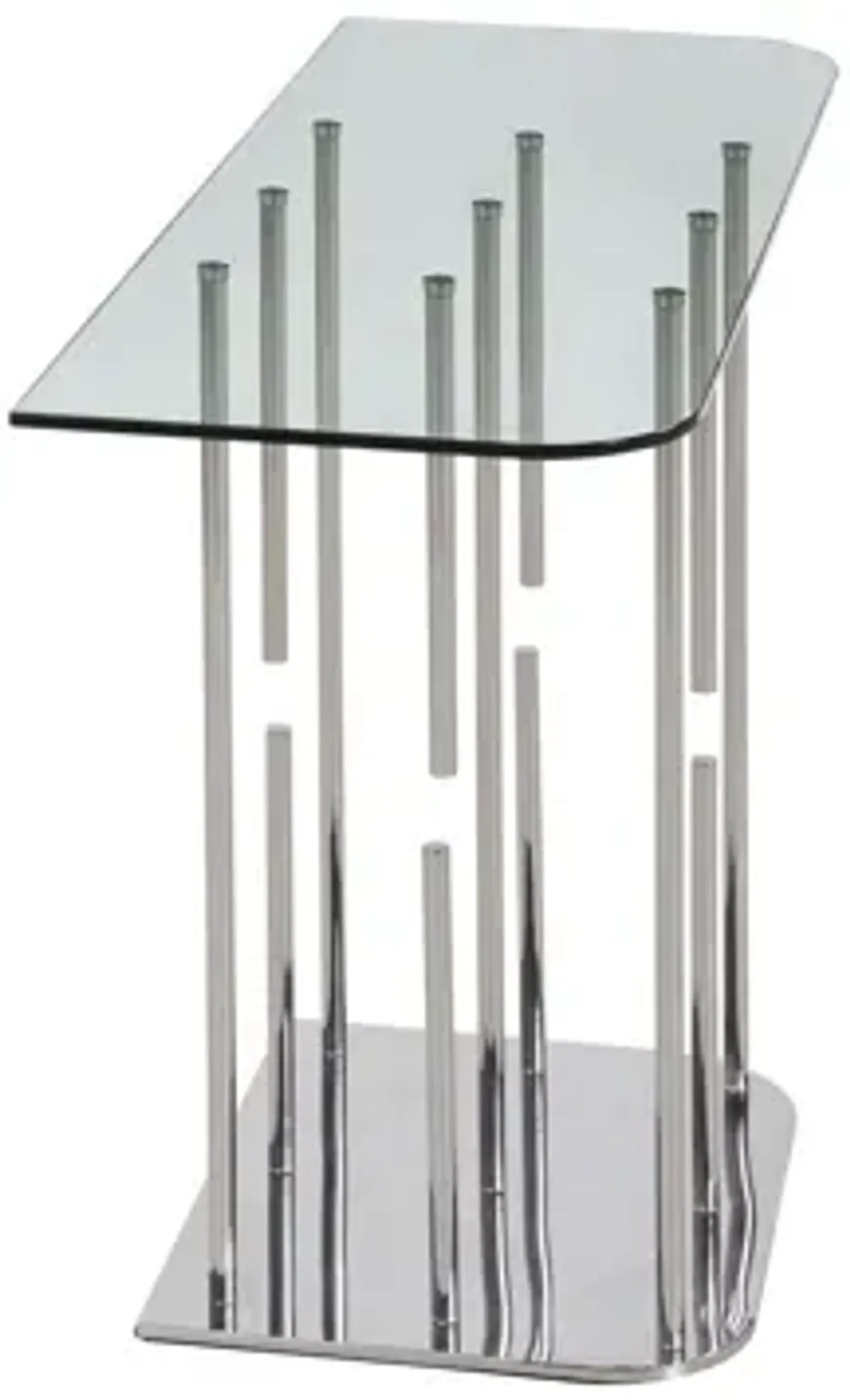 Charissa Sofa Table in Clear/Polished SS by Chintaly Imports