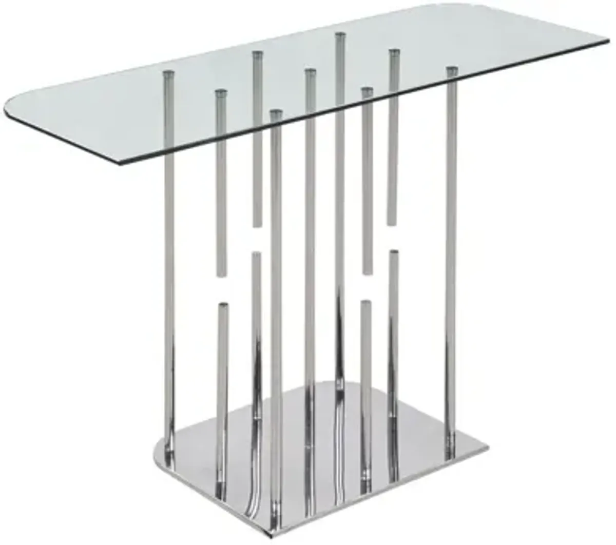 Charissa Sofa Table in Clear/Polished SS by Chintaly Imports