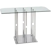 Chrissa Sofa Table in Clear/Polished SS by Chintaly Imports