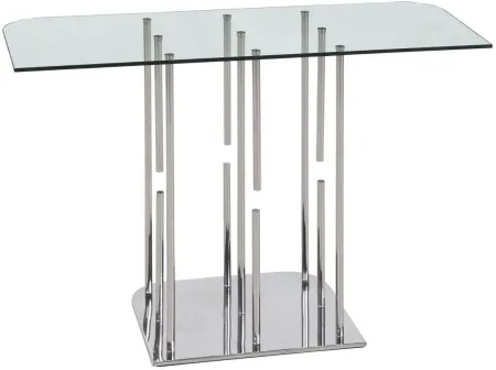 Charissa Sofa Table in Clear/Polished SS by Chintaly Imports