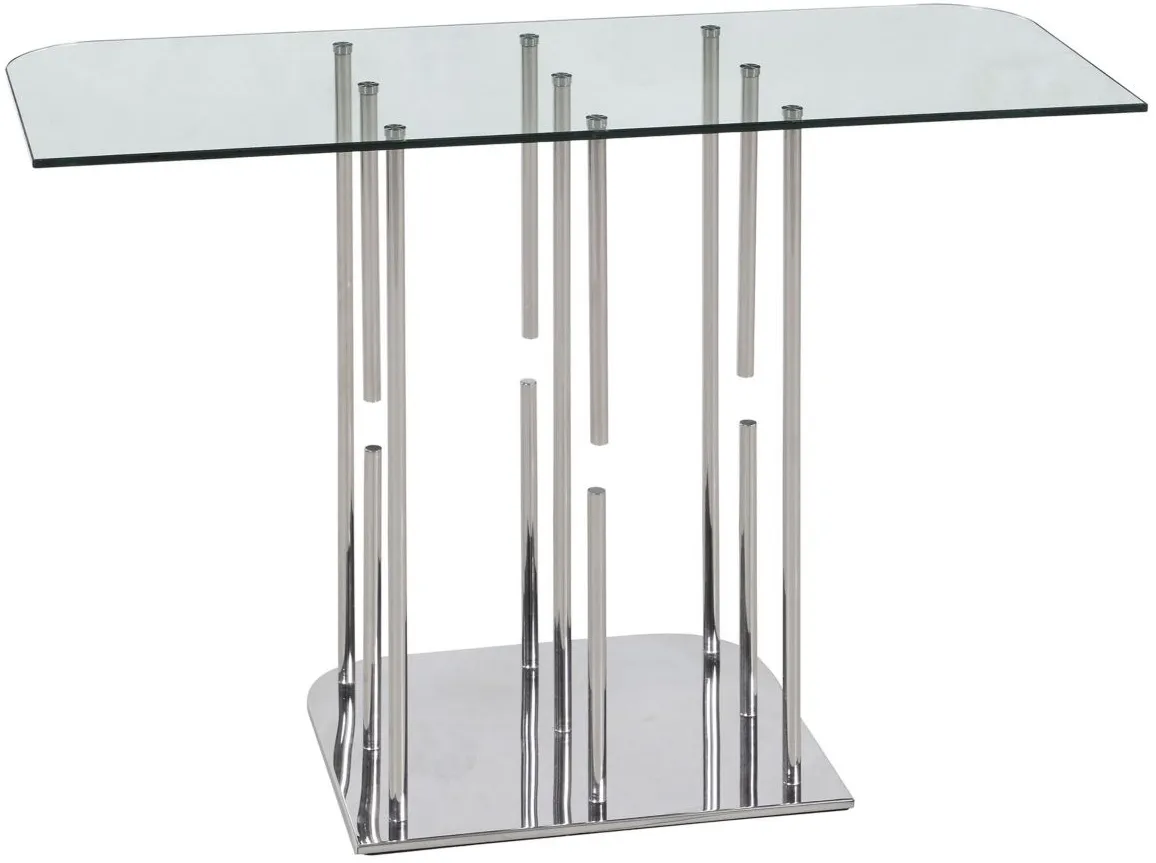Chrissa Sofa Table in Clear/Polished SS by Chintaly Imports