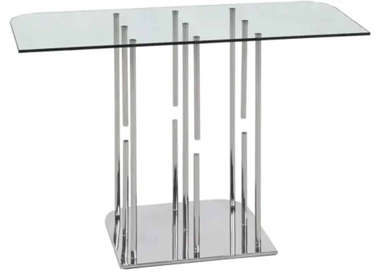 Charissa Sofa Table in Clear/Polished SS by Chintaly Imports