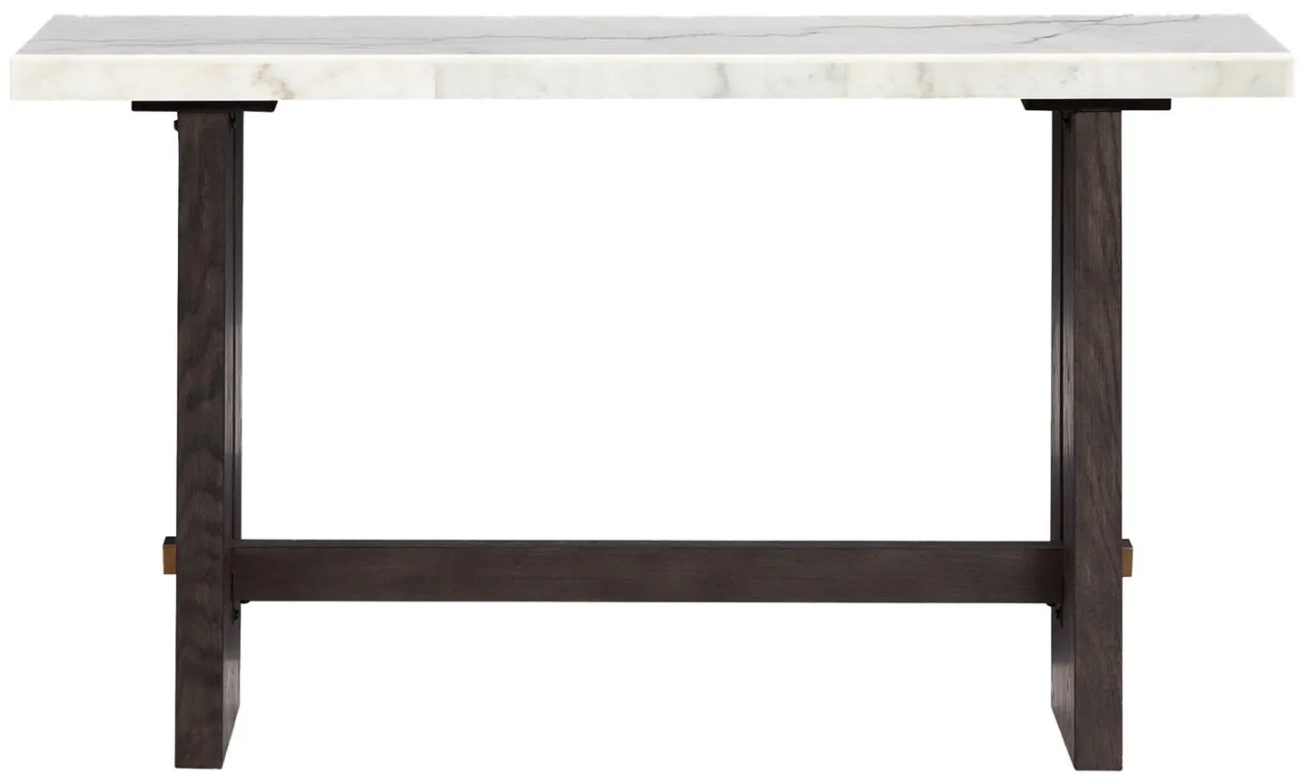 Burkhaus Sofa Table in White/Dark Brown by Ashley Furniture