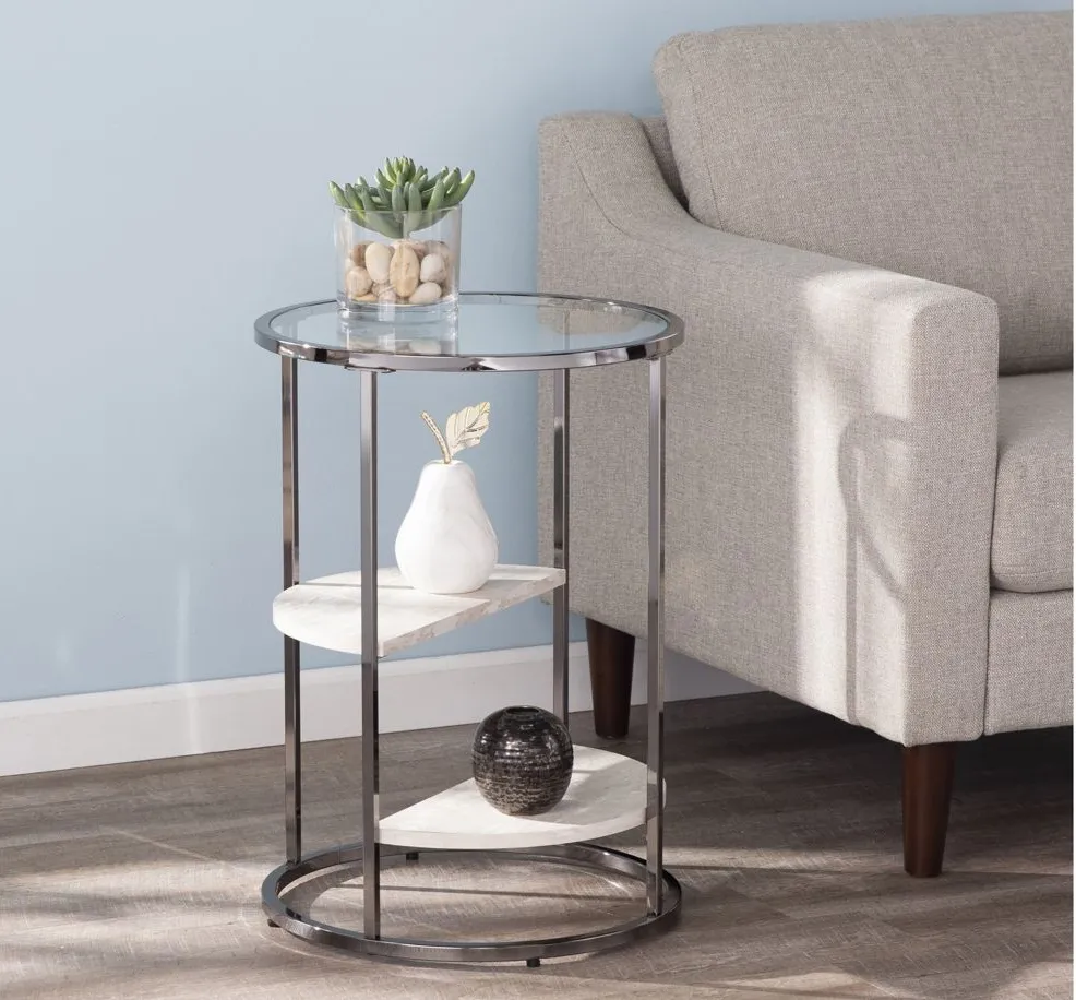 Scarlett Round Side Table in Black by SEI Furniture