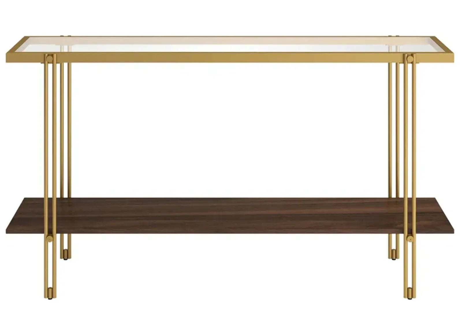 Driscoll Console Table in Brass/Walnut by Hudson & Canal