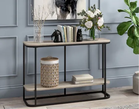 Tina Console Table in Blackened Bronze/Antiqued Gray Oak by Hudson & Canal
