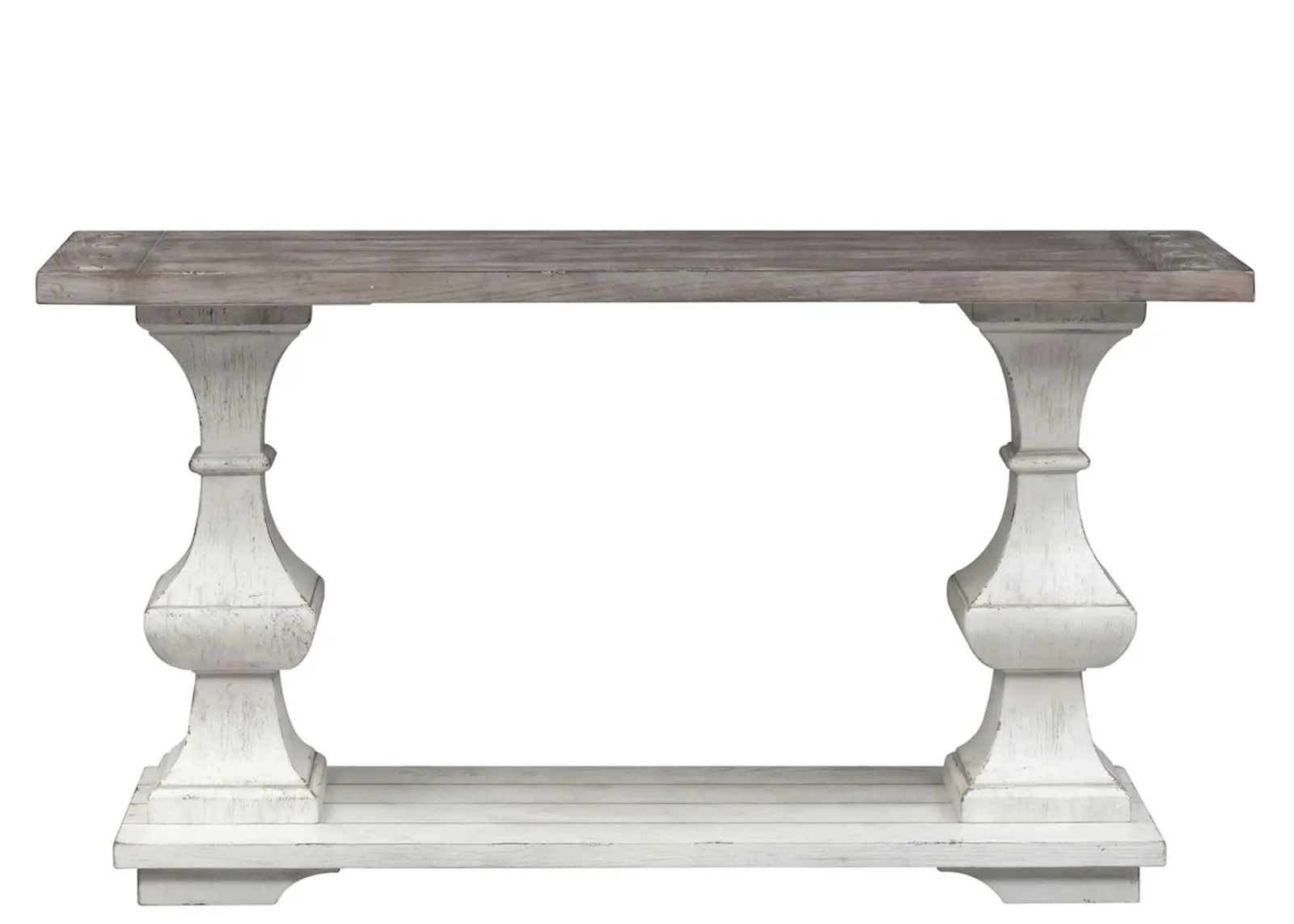 Sedona Sofa Table in Heavy Distressed White with Gravel Top by Liberty Furniture