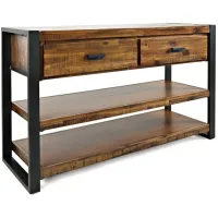 Loftworks Sofa Table with Drawers in Warm Brown & Steel by Jofran