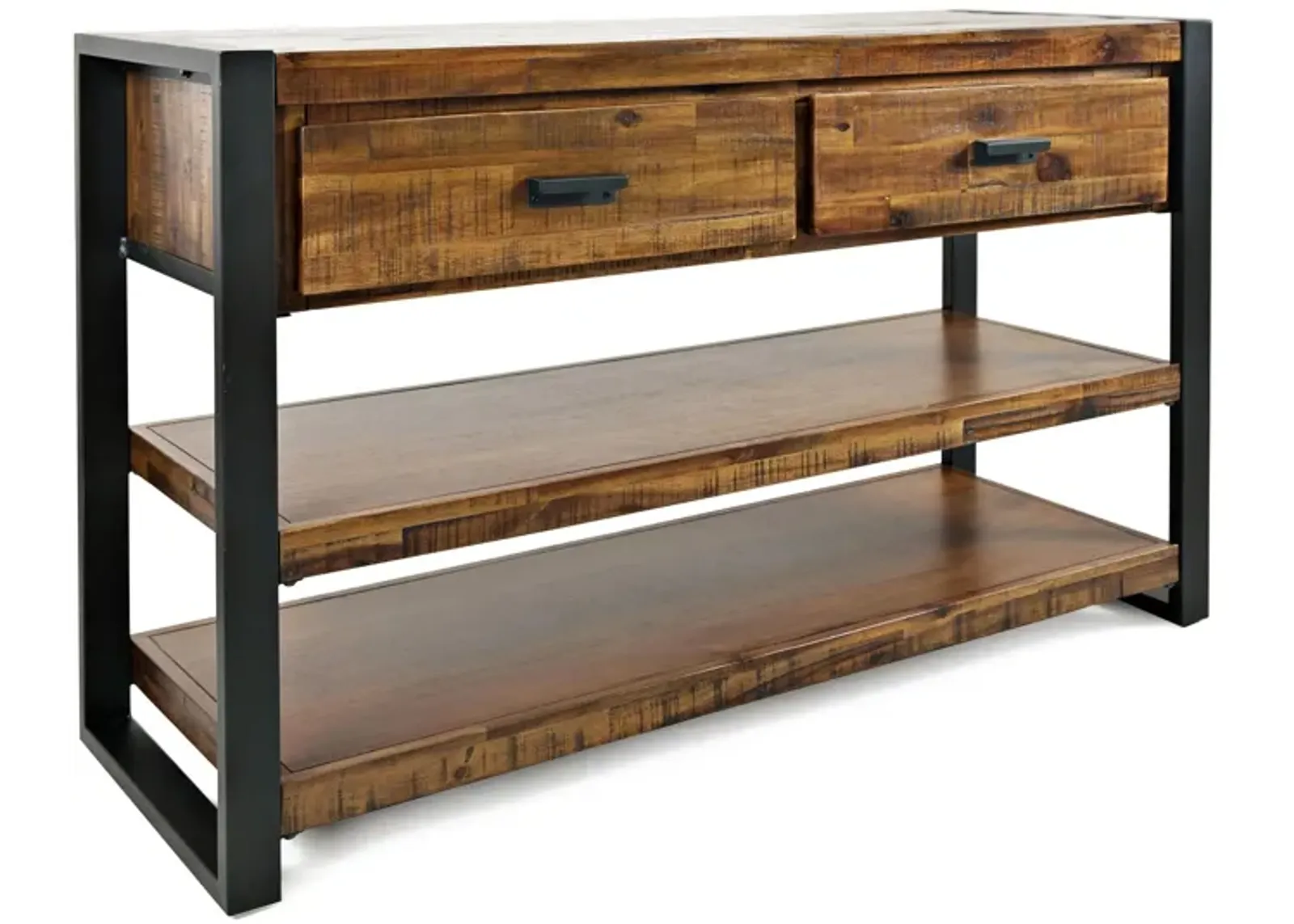 Loftworks Sofa Table with Drawers in Warm Brown & Steel by Jofran