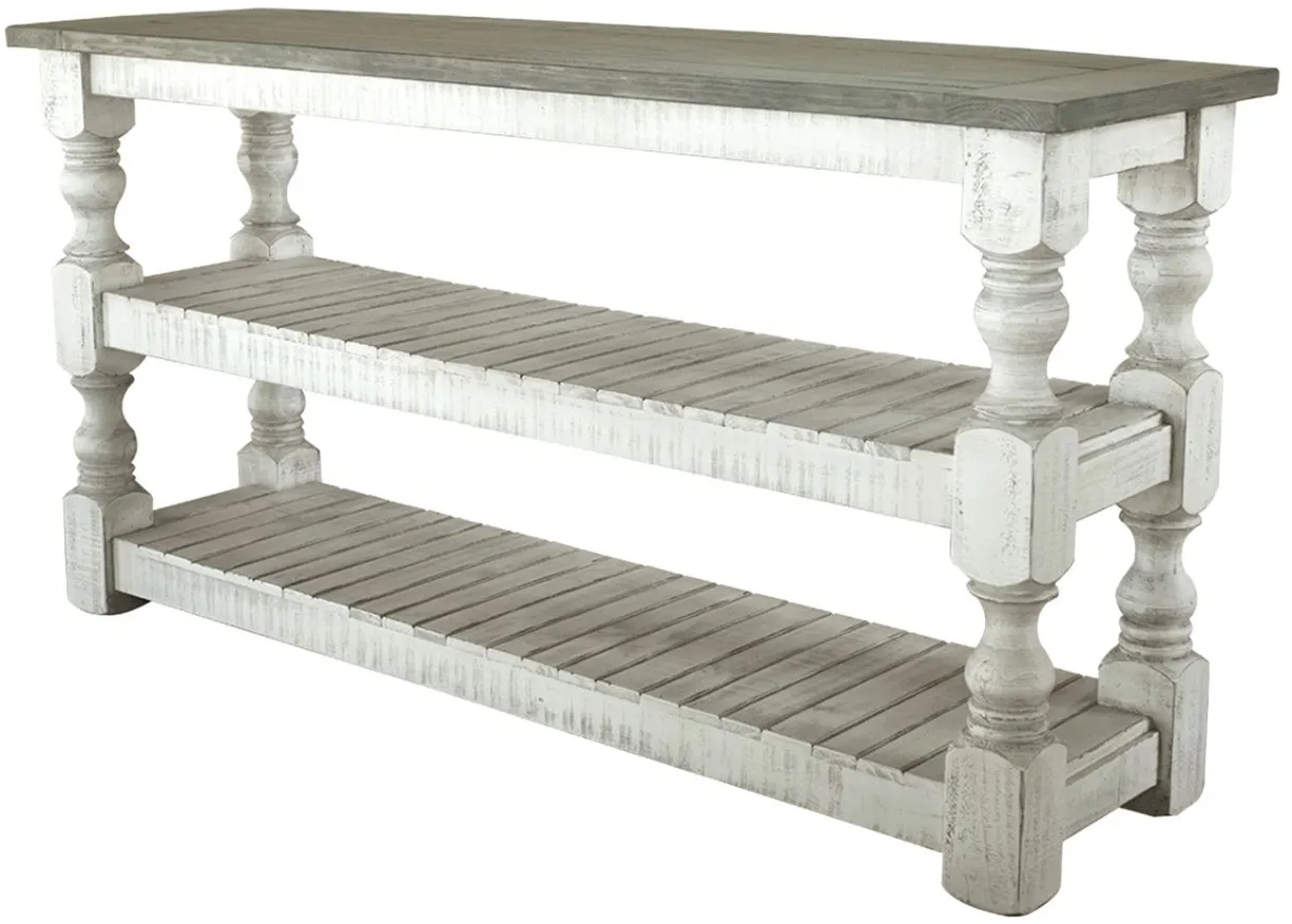 Stone Rectangular Sofa Table in White by International Furniture Direct