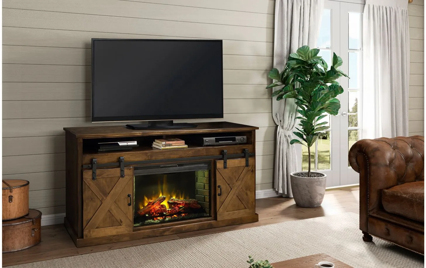 Farmhouse 66" Fireplace TV Console