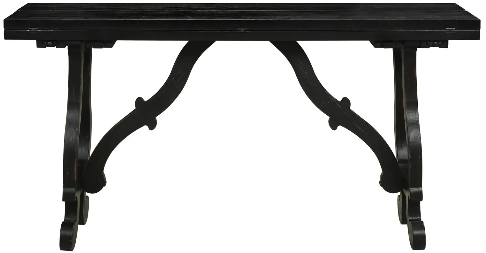 Kathleen Rectangular Fold-Out Console Table in Orchard Black Rub by Coast To Coast Imports