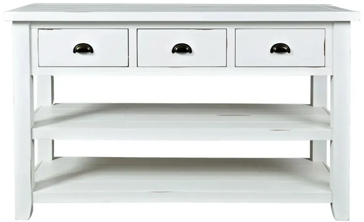 Artisan's Craft Rectangular Sofa Table in Weathered White by Jofran