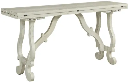 Kathleen Rectangular Fold-Out Console Table in White Rub by Coast To Coast Imports