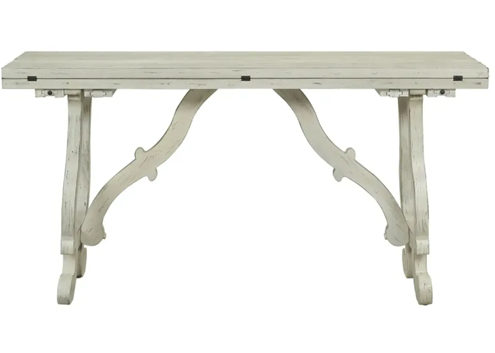 Kathleen Rectangular Fold-Out Console Table in White Rub by Coast To Coast Imports